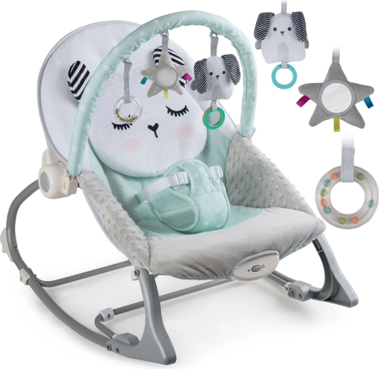 Leżaczek i huśtawka z wibracjami Nukido – miętowy