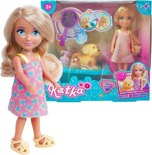 Lalka Katka z psem i wanną