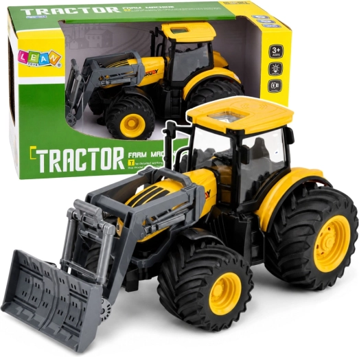 Traktor z pługiem (spychaczem) ze światłami i dźwiękami 1:24 żółty