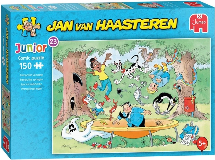 JUMBO puzzle Jan van Haasteren Junior: Skakanie na trampolinie, 150 elementów