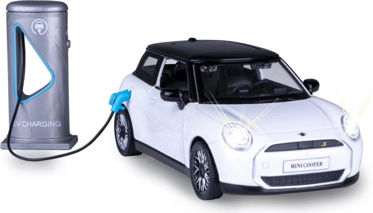 Metalowy model MINI Cooper 1:28 biały ze światłami i dźwiękami