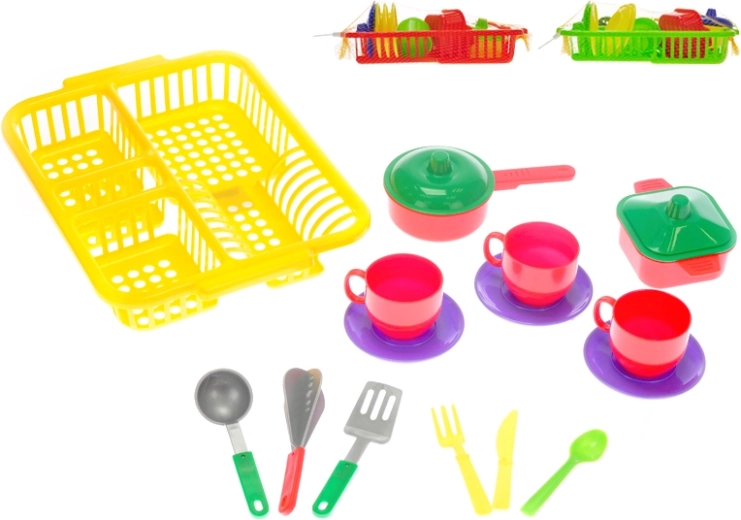 Dziecięcy zestaw naczyń z ociekaczem – 3 kolory