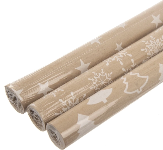 Świąteczny kraftowy papier do pakowania brązowy 200 × 70 cm assort