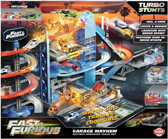 Jada Toys Fast & Furious garaż Mayhem z 5 pojazdami