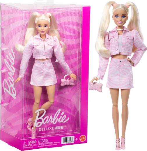 Barbie Deluxe Style różowy denim – modna lalka z akcesoriami