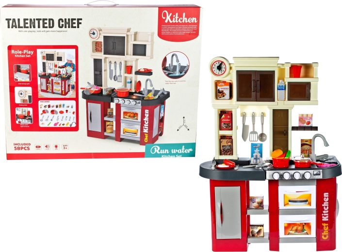 Dziecięca kuchnia z zlewem i bieżącą wodą ze światłami i dźwiękami