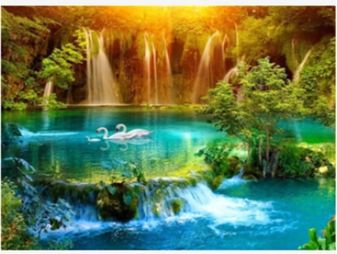 Malowanie diamentowe Wodospad w dolinie 30 × 40 cm