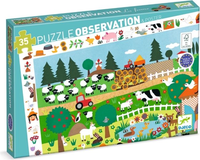 Djeco puzzle obserwacyjne Gospodarstwo, 35 elementów