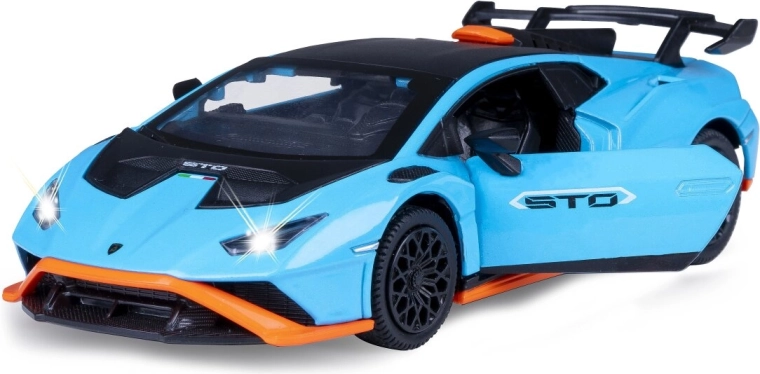 Metalowy model Lamborghini Huracán STO 1:32 niebieski ze światłami i dźwiękami