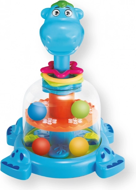 Dinozaur z kuleczkami – kolorowa mechaniczna karuzelka dla dzieci