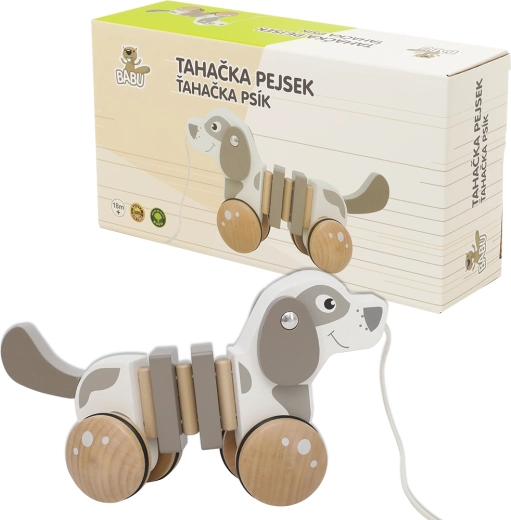 Babu drewniany piesek do ciągnięcia na sznurku