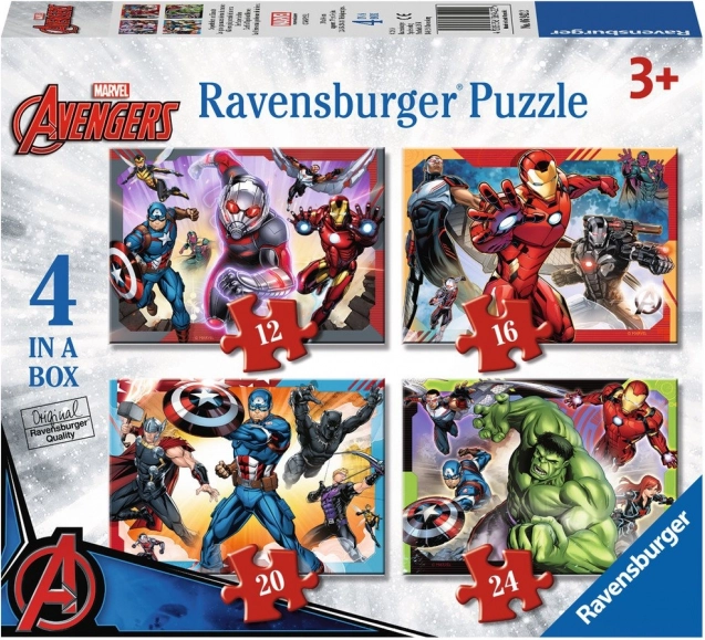 RAVENSBURGER Puzzle Avengers: Najpotężniejsi bohaterowie Ziemi 4w1 (12,16,20,24 elementów)
