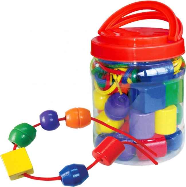 Duże drewniane koraliki BABU do rozwijania motoryki i rozpoznawania kolorów