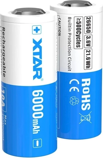 Akumulator Li-ion XTAR 26650 6000 mAh 3,6 V z zabezpieczeniem – 1 szt.