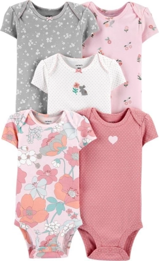 Carter’s body dziewczęce z krótkim rękawem Floral Pink, 5 szt., rozm. 46 (PRE)