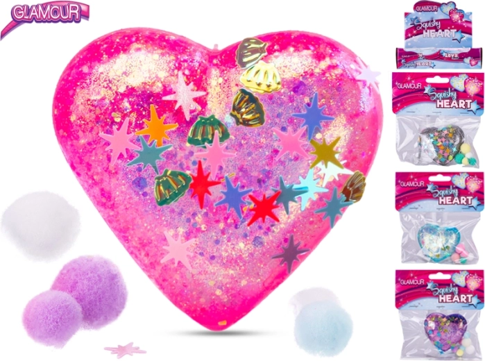 Glamour elastyczne dekoracyjne serce z cekinami 6 cm (mix kolorów)
