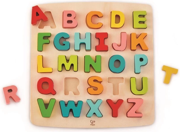 Drewniane puzzle alfabet