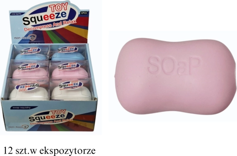 Antystresowa piłeczka do ugniatania w kształcie kostki mydła - 1 sztuka