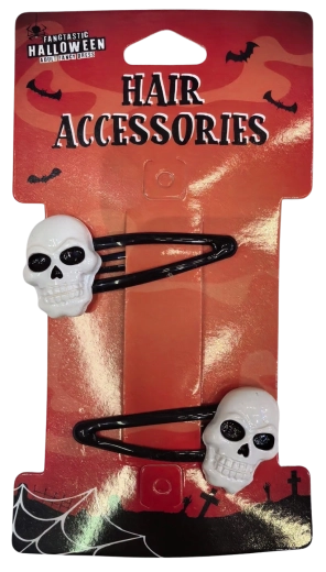 Halloweenowe spinki do włosów z motywem czaszki - 2 szt.