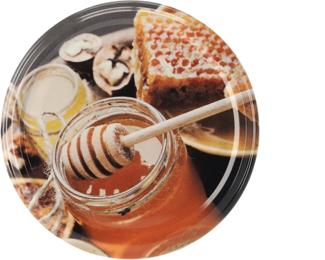 Wieczka do słoików do przetworów z motywem miodu fi 82