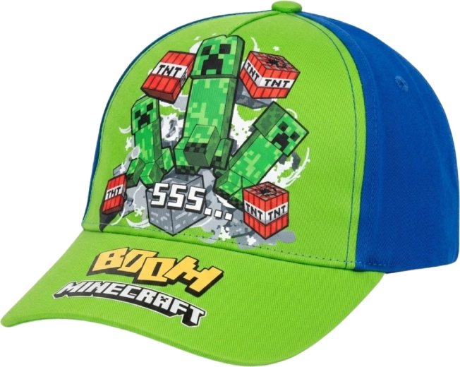 Dziecięca czapka z daszkiem Minecraft Creeper zielono-niebieska