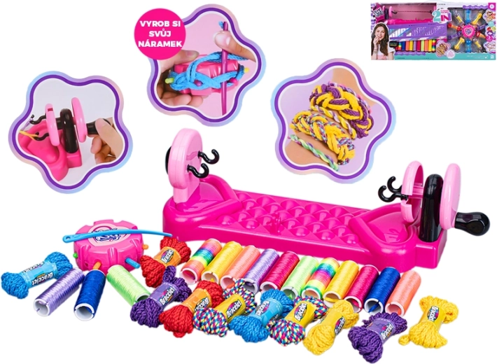 Zestaw do plecenia bransoletek z krosnem i kolorowymi sznurkami