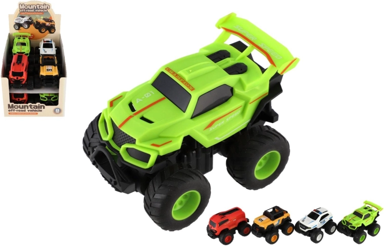 Samochody terenowe na napęd cierny – zestaw 4 rodzaje, 8 szt. w pudełku