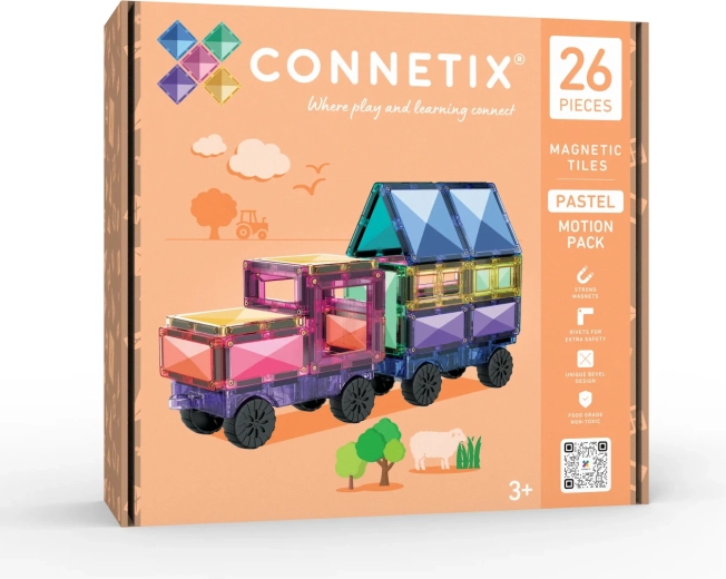 Pastelowy zestaw Connetix z ruchomymi elementami, 26 elementów