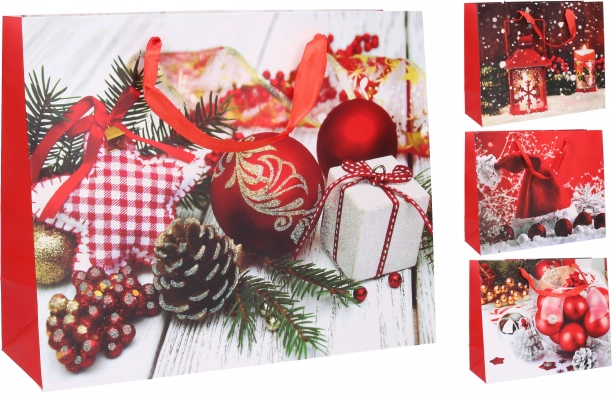 Papierowa torba prezentowa M świąteczna 26 × 32 × 10 cm