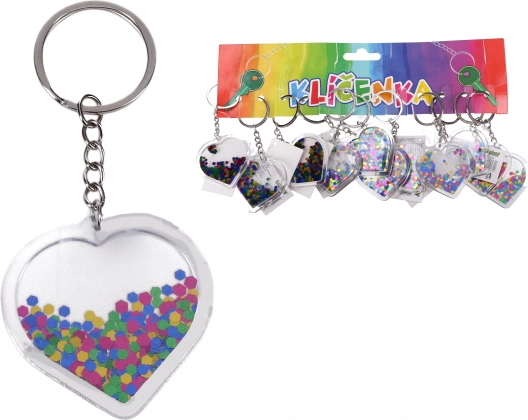 Akrylowa breloczek z brokatem – serce