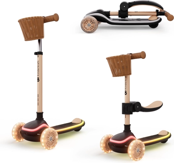 Kinderkraft RAKET UP 2w1 hulajnoga i jeździk z siedziskiem beige