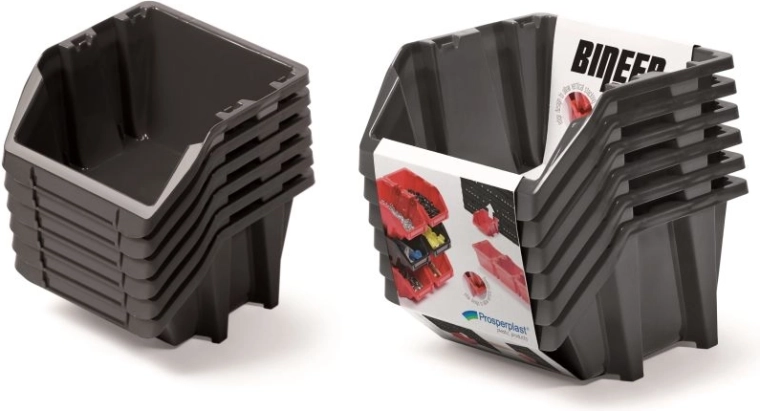 Zestaw pudełek do przechowywania Bineer Short, 6 szt., czarny, 214 × 198 × 238 mm