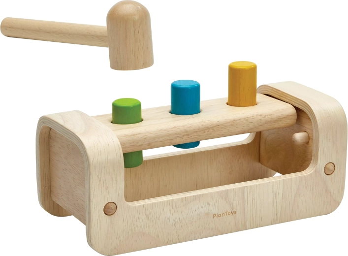 PlanToys drewniana przebijanka z kolorowymi walcami
