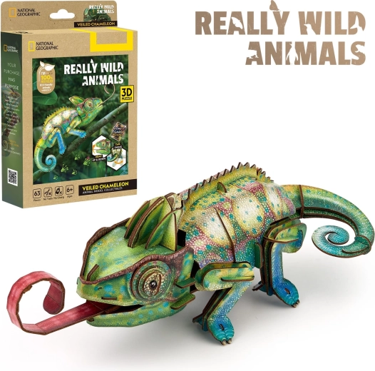 CubicFun puzzle 3D National Geographic kameleon, 63 elementy