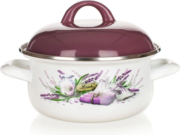 Rondel emaliowany Lavender 16 cm (1 l) z pokrywką