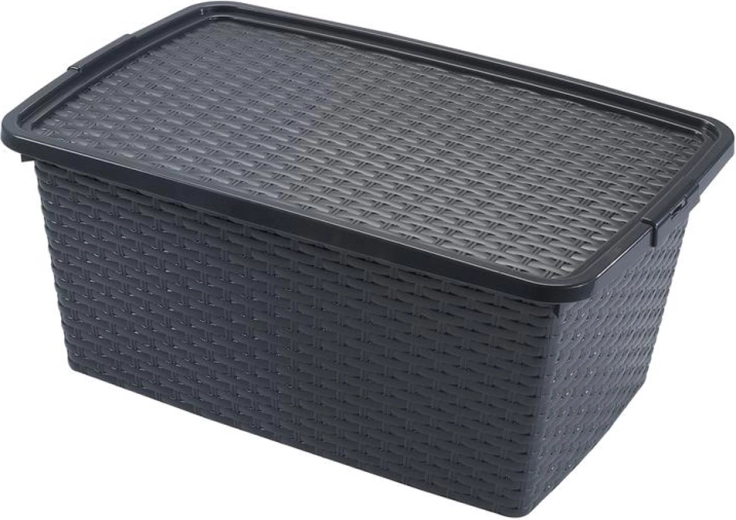 Heidrun plastikowy pojemnik do przechowywania z pokrywą, rattan, 40 l