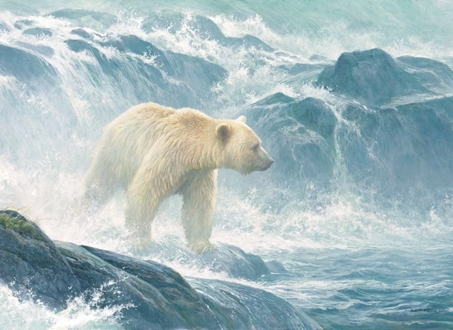 Puzzle Polowanie na łososie - Niedźwiedź polarny 500 elementów