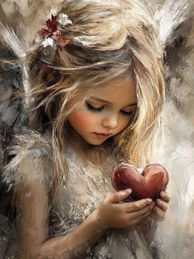 Malowanie diamentowe – dziewczyna z sercem 30 × 40 cm