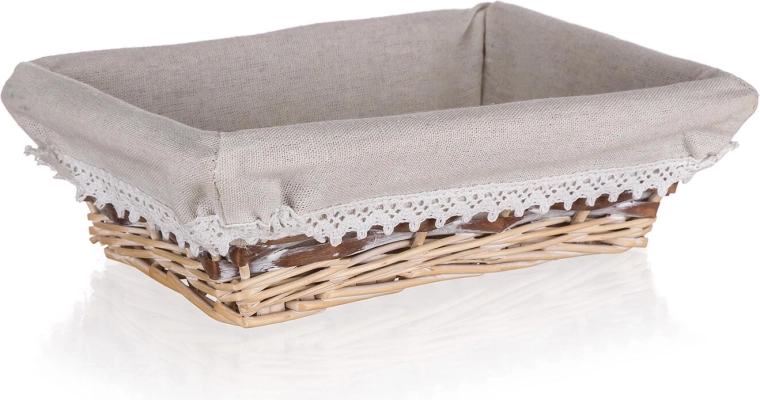 Pleciony prostokątny koszyk Duo 26 × 18 cm z koronką