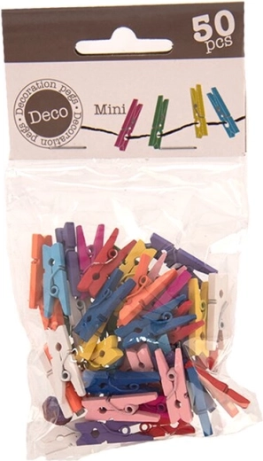 Kolorowe drewniane mini klamerki 2,5 cm (50 szt.)