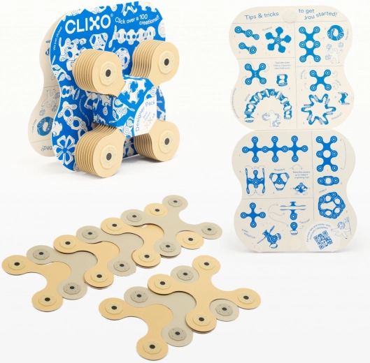 clixo designer beżowa i szara magnetyczna układanka 9 szt.