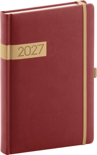 Notique dzienny terminarz Twill 2027 bordowo-złoty 15 × 21 cm