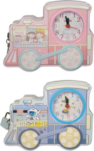 Dziecięca skarbonka lokomotywa z zamkiem i zegarem