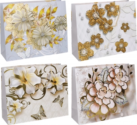 Papierowa torba prezentowa L 38 × 32 × 12 cm – motywy całoroczne