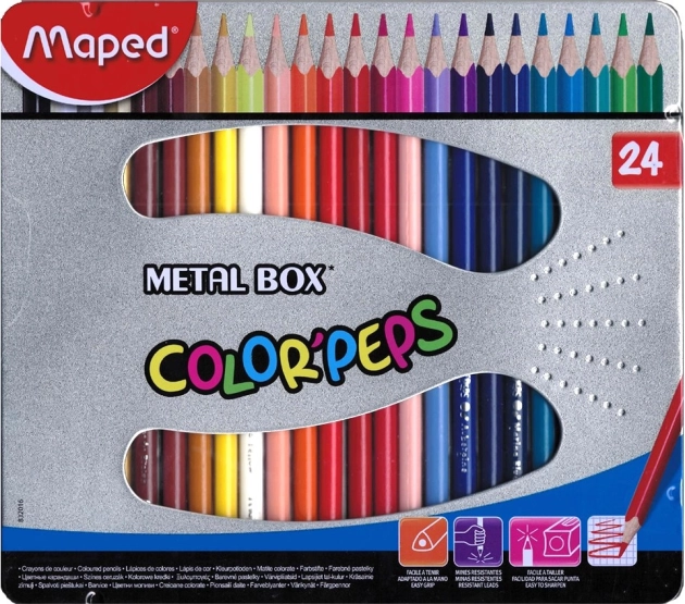 Kredki trójkątne Maped Color'Peps 24 szt. w metalowym pudełku