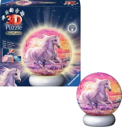 Ravensburger świecąca 3D kula puzzle Koń – edycja nocna, 72 elementy