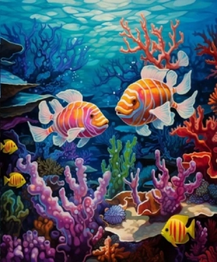 Norimpex malowanie diamentowe Rafa koralowa z rybkami 30 × 40 cm