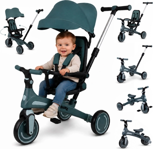 Dziecięcy trójkołowiec Tiny Bike 5 w 1 rosnący wraz z dzieckiem – Zielony