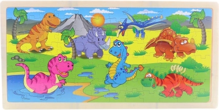 Drewniane puzzle dinozaury 96 elementów