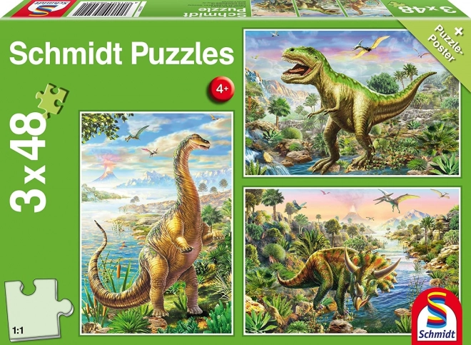Schmidt puzzle Dinozaurze przygody 3×48 elementów